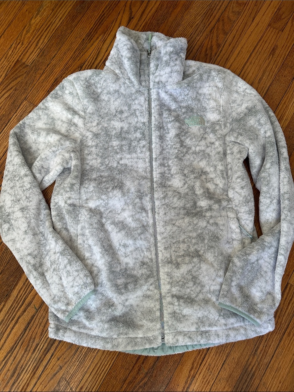 The North Face Woman’s Plush Full-Zip Jacket in Light Gray Heather